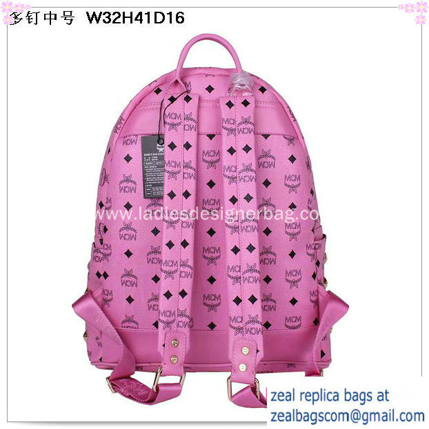 High Quality Replica MCM Medium Stark Front Studs Backpack MC4238 Rosy